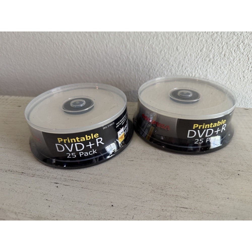 Comp USA DVD+R‎  Printable Recordable 25 Pack Spindle New 2 Pack